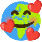 smiling face with hearts + globe showing Europe-Africa