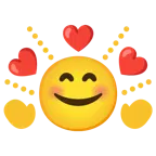 smiling face with hearts + glowing star