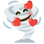 smiling face with hearts + tornado