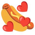 smiling face with hearts + hot dog