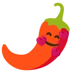 smiling face with hearts + hot pepper