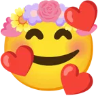 smiling face with hearts + tulip
