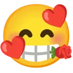 smiling face with hearts + rose