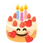 smiling face with hearts + birthday cake