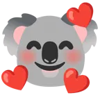 smiling face with hearts + koala