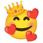 smiling face with hearts + crown