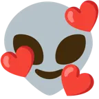 smiling face with hearts + alien