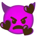 smiling face with hearts + angry face with horns