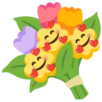 smiling face with hearts + bouquet