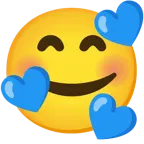smiling face with hearts + blue heart