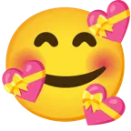 smiling face with hearts + heart with ribbon