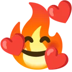 smiling face with hearts + fire