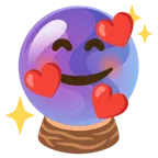 smiling face with hearts + crystal ball