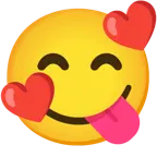 smiling face with hearts + face savoring food