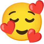 smiling face with hearts + relieved face