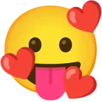 smiling face with hearts + face with tongue