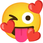smiling face with hearts + winking face with tongue