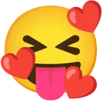smiling face with hearts + squinting face with tongue