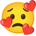 smiling face with hearts + worried face