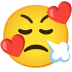 smiling face with hearts + face with steam from nose