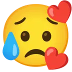 smiling face with hearts + sad but relieved face