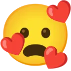 smiling face with hearts + frowning face with open mouth