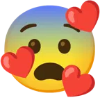 smiling face with hearts + fearful face