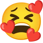 smiling face with hearts + tired face