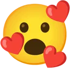 smiling face with hearts + face with open mouth
