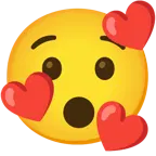 smiling face with hearts + hushed face