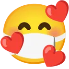 smiling face with hearts + face with medical mask