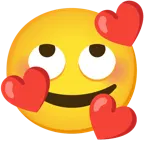 smiling face with hearts + face with rolling eyes