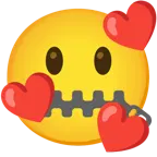 smiling face with hearts + zipper-mouth face