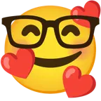 smiling face with hearts + nerd face