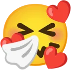smiling face with hearts + sneezing face