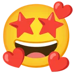 smiling face with hearts + star-struck
