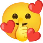 smiling face with hearts + shushing face