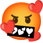 smiling face with hearts + face with symbols on mouth