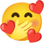smiling face with hearts + face with hand over mouth