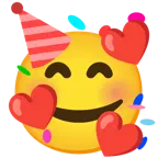 smiling face with hearts + partying face