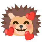 smiling face with hearts + hedgehog
