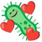 smiling face with hearts + microbe