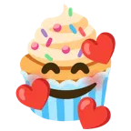 smiling face with hearts + cupcake