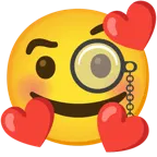 smiling face with hearts + face with monocle