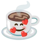 smiling face with hearts + hot beverage