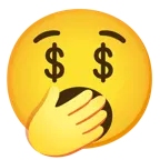 faccina che sbadiglia + faccina avida di denaro
