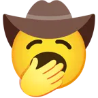faccina che sbadiglia + faccina con cappello da cowboy