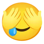 smiling face with tear + see-no-evil monkey