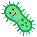 smiling face with tear + microbe