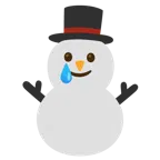 smiling face with tear + snowman without snow